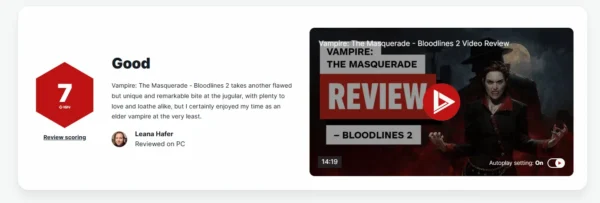 《吸血鬼:避世血族2》IGN评测