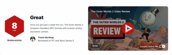 《天外世界2》IGN 8分