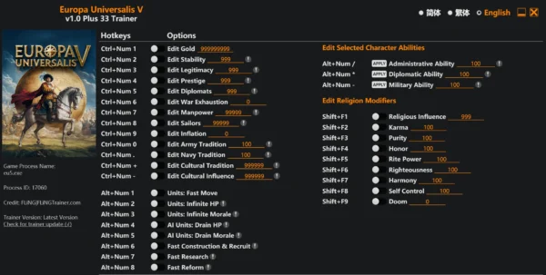 欧陆风云5修改器