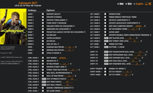 赛博朋克2077修改器风灵月影版