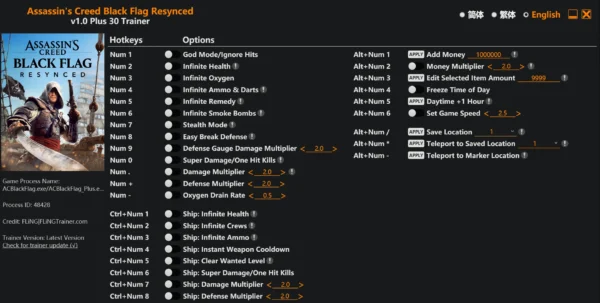 Assassin’s Creed Black Flag Resynced Trainer